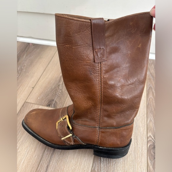 Dingo Vintage Brown Leather Harness Boots Made in USA Men’s Size 8D - Picture 10 of 14